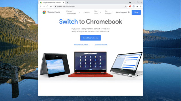 Chromebooks website on Chrome browser inside Chrome OS