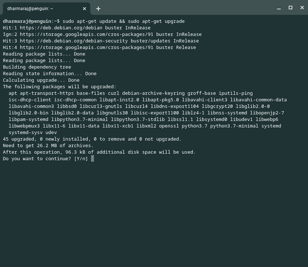 Update and upgrade Linux terminal